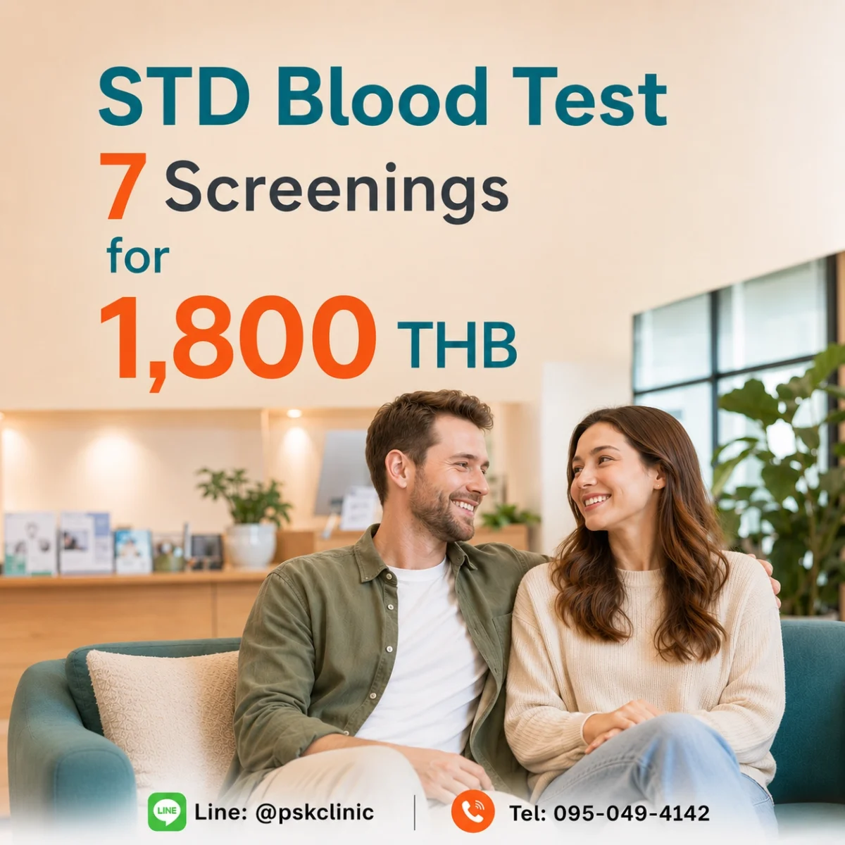 couple is waiting for result of STD blood test 7 types in PSK Clinic Bangkok