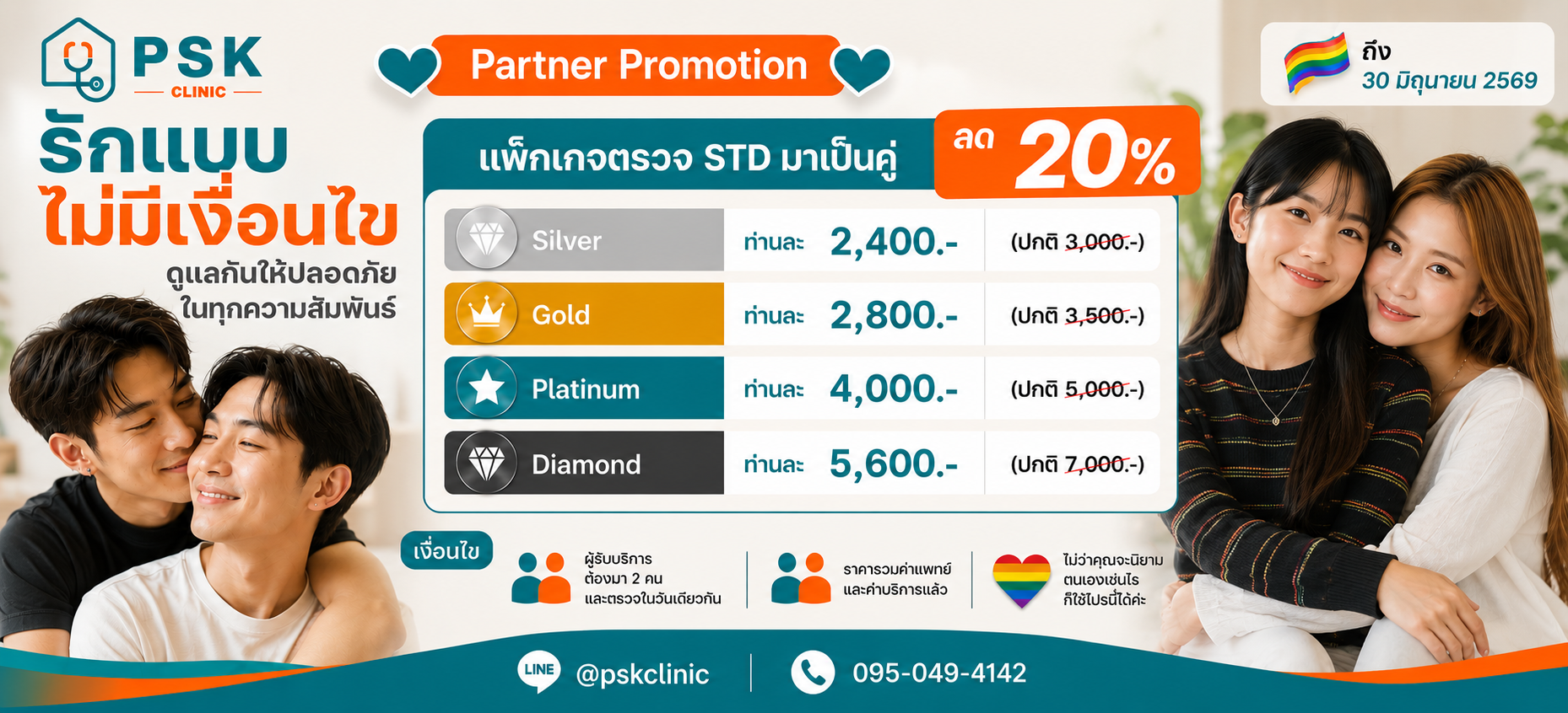 โปรโมชั่นเดือน มิ.ย. ตรวจ std คู่ ลด 20%